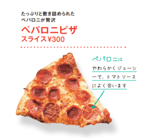コストコフードコートのピザ「ペパロニピザ　300円」の特徴をイラストで紹介