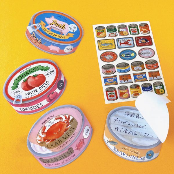 キャンドゥの缶詰メッセージカード4種とホイルダイカットシール