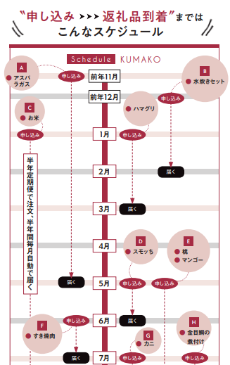 ふるさと納税品インフルエンサーくまこさんの上半期ふるさと納税スケジュール