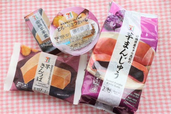 「芋まんじゅう」「徳島県産なると金時芋使用芋きんつば」「安納芋羊羹」「とろ～りさつまいも」のパッケージ