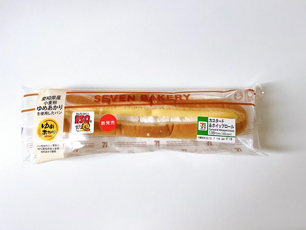 愛知県産小麦粉ゆめあかり使用カスタード＆ホイップロールのパッケージ