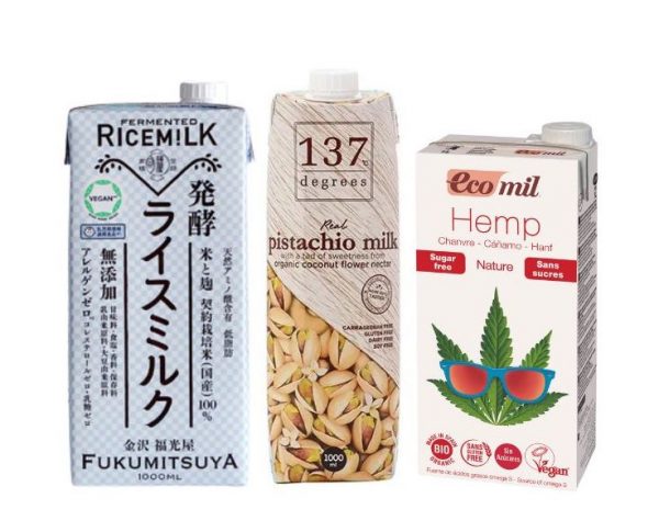 新たな植物性ミルク：ライスミルク、ピスタチオミルク、ヘンプミルク