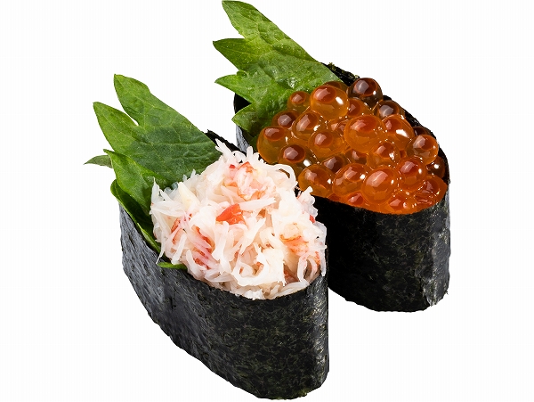 かっぱ寿司の「北海道産いくらと本ずわい蟹の合盛り軍艦」