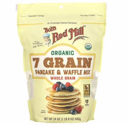 Bob's Red Mill, オーガニック7種の穀物ホットケーキ＆ワッフルミックス、全粒穀物、680g（24オンス）